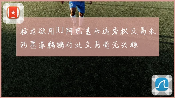 猛龙欲用RJ阿巴基和选秀权交易米西墨菲鹈鹕对此交易毫无兴趣